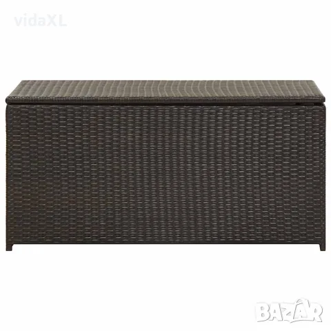 vidaXL Градински сандък за съхранение, полиратан, 100x50x50 см, кафяв, снимка 4 - Ракли - 56147633