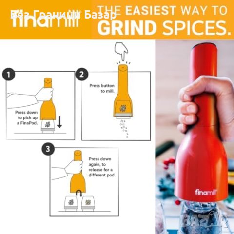Нова Многофункционална Мелница FinaMill с USB Заряд за Подправки, снимка 3 - Други - 44156718