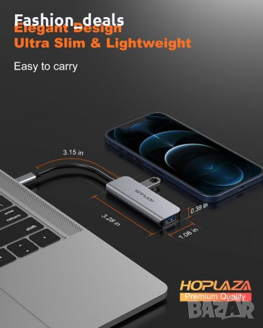  Нов Хъб с 4 порта USB 2.0 за компютър / лаптоп Адаптер концентратор, снимка 3 - Други - 33778958