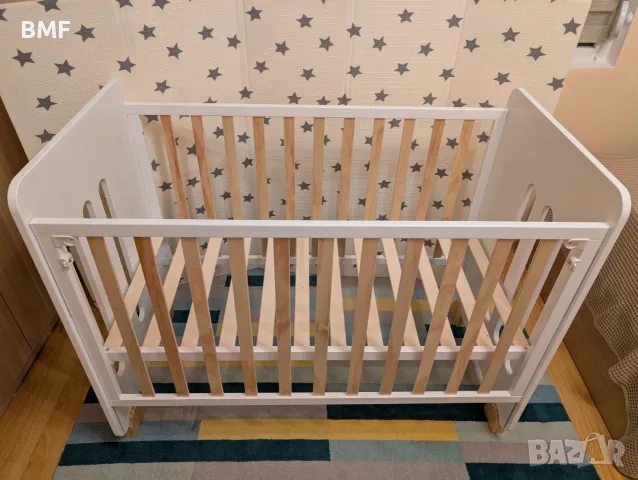 Ново бебешко дървено легло Interbaby 120/60 с гаранция, снимка 2 - Кошарки - 55793163