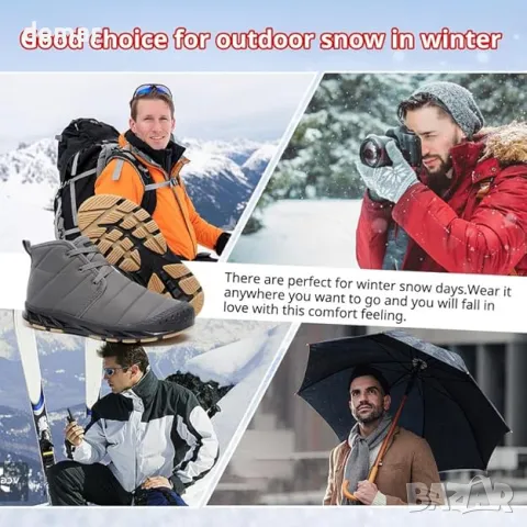 DAZFE Мъжки зимни ботуши, топли водоустойчиви зимни ботуши с кожена подплата, снимка 6 - Мъжки ботуши - 49901767