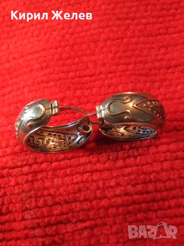 ОРНАМЕНТИРАНИ РЕТРО АРТ СРЕБЪРНИ ОБЕЦИ СРЕБРО 925 РЪЧНА МАЙСТОРСКА СТАРА ИЗРАБОТКА 18586, снимка 4 - Обеци - 40920792