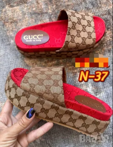 дамски чехли на платформа gucci , снимка 1 - Чехли - 48340881