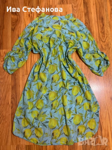  разкошна елегантна асиметрична нова риза туника 100 % памук памучна принт лимони лимон, снимка 3 - Туники - 25923065