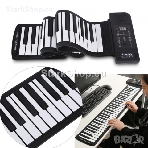 Преносимо силиконово пиано с 61 клавиша, снимка 3 - Музикални играчки - 36286131