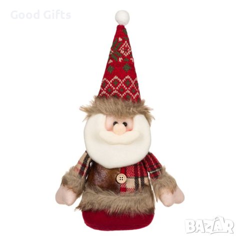 Коледна украса, Дядо Коледа с кариран костюм, 35см, снимка 1 - Декорация за дома - 42707457