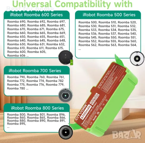 Батерия за iRobot Roomba от CITYORK 6700 mAh Li-ion, снимка 7 - Прахосмукачки - 49013447
