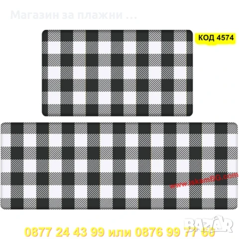 Водоустойчива пътека за кухня – ЧЕРНО-БЯЛО КАРЕ - КОД 4574