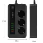 Разклонител с защита от претоварване, 3 AC изхода + 6 USB, снимка 2