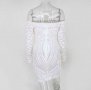 Елегантна дамска бяла рокля с пайети кръщене сватба , снимка 3