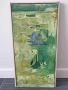 70х40см/абстрактна стара картина масло върху платно/ексресионизъм/зелена вода/дървена рамка, снимка 1