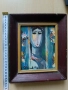 Авторска картина маслени бои (1989 г.) – Стилизиран женски портрет, снимка 3