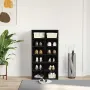 vidaXL Етажерка за обувки, черна дъб, 54x34x100,5 см, инженерно дърво, снимка 3
