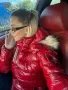 Moncler Дамско Лачено Зимно Яке С Качулка С Пух Монклер - Черно И Червено Код VAL-41, снимка 4