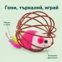 Топка за котка с мишка, пера и дрънкалка, снимка 3