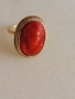 Дамски златен пръстен 14к с инкрустирана коралова камея, снимка 17