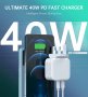Ново 40W 2 -портово USB C зарядно устройство Адаптер за стена за телефон, снимка 2