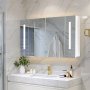 Шкаф за баня с огледало и LED осветление WFBS-BC-D0182WH, снимка 1 - Шкафове - 42412250