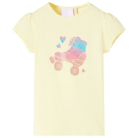Детска тениска с принт на ролери, меко жълто, 92(SKU:10579, снимка 1 - Детски тениски и потници - 44706672