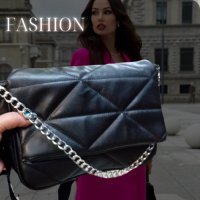Луксозна дамска чанта с метална дръжка за рамо тип синджир, снимка 4 - Чанти - 44338559