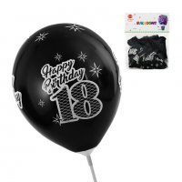 Балони "Happy Birthday 18" /10 броя/, снимка 1 - Декорация за дома - 34205186