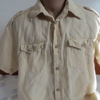 Мъжка риза с къс ръкав от лен Angelo Litrico, снимка 1 - Ризи - 25995328