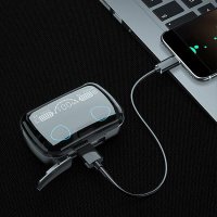 Безжични слушалки TWS M10, с микрофон, цифров дисплей, Bluetooth 5.1, водоустойчиви IPX7, черни, снимка 4 - Bluetooth слушалки - 41182211