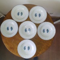 6 бр. чинии за супа със син кант, снимка 6 - Чинии - 39921111