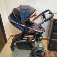 Комбинирана бебешка количка 3 в 1 Carra Tesoro Деним, снимка 6 - Детски колички - 44793271