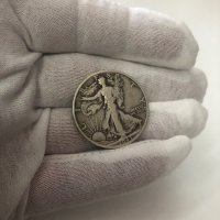 Сребърна монета САЩ ½ долар, 1943 Walking Liberty Half Dollar Маркировка на монетния двор "D" - Денв, снимка 5 - Нумизматика и бонистика - 41402713