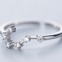 S925 сребърен комлект пръстен и обеци зодия Дева, снимка 3 - Обеци - 44839680