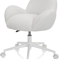 Ергономичен детски стол за компютърпухкава изкуствена кожа, регулируем на височина, бял, снимка 2 - Столове - 44822216