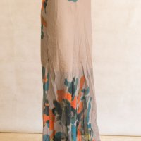 Памучна дълга пола в сиво с флорален принт Bliss by Violeta - M, снимка 4 - Поли - 42593867