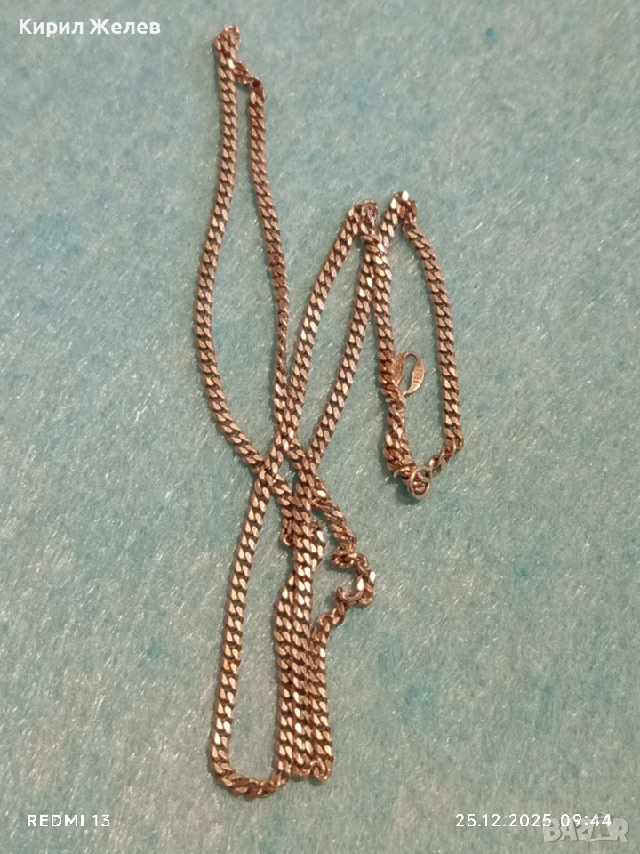 Сребърно колие плетка Кубинска верига майсторска ръчна изработка 39775, снимка 1