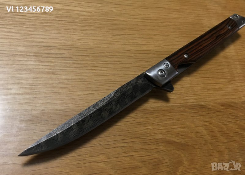 Сгъваем нож  M390 - 78х194 (4) - острие"дамаск", снимка 1