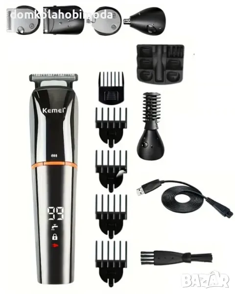  Професионална машинка Kemei, Безжичнa, 11 приставки и сменяеми глави, USB-презареждаща батерия, снимка 1