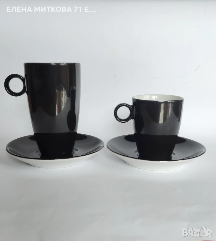 *Anna Burg* Германия два двойни сета-за кафе и за чай- в черно и бяло, снимка 1