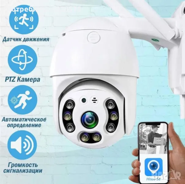 IP въртяща безжична камера Privine 5MPX- 4+4LED Hisee SE, снимка 1