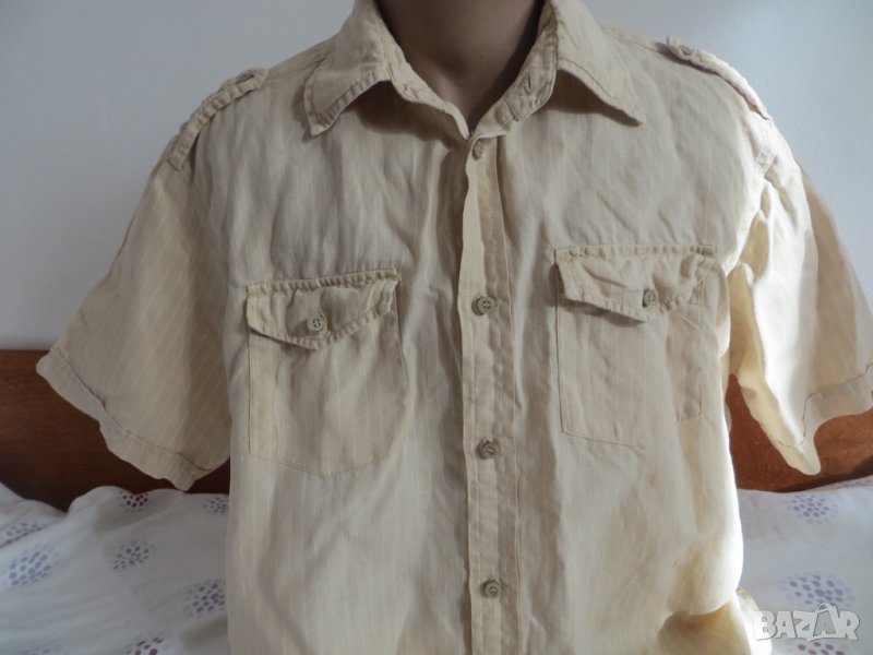 Мъжка риза с къс ръкав от лен Angelo Litrico, снимка 1