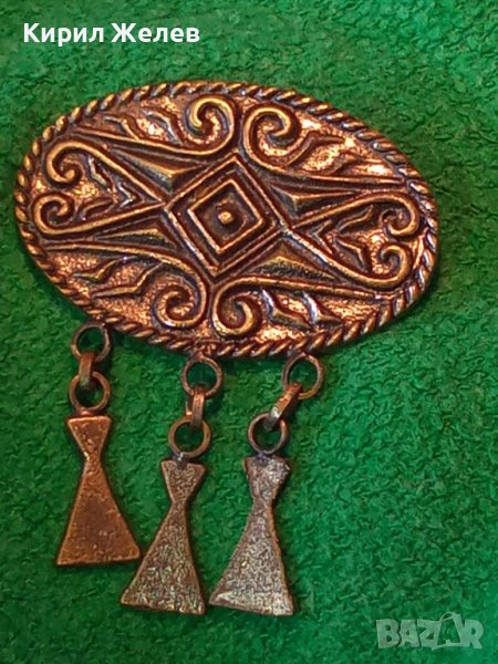 БРОНЗОВА СТАРИННА ЕТНО ОРНАМЕНТИРАНА БРОШКА НАКИТ БИЖУ 22741, снимка 1
