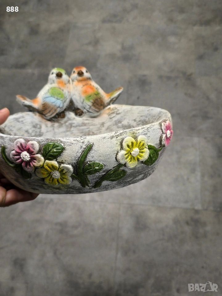 декорация циментова с птички, снимка 1