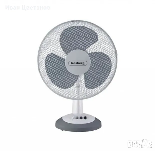 Настолен вентилатор 30W, 3 степени на скорост, Диаметър 30 см, Регулиране на височината, Бял/Сив, снимка 1