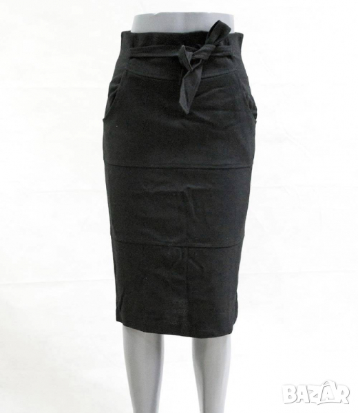 Черна вталена пола с панделка марка Nife, снимка 1