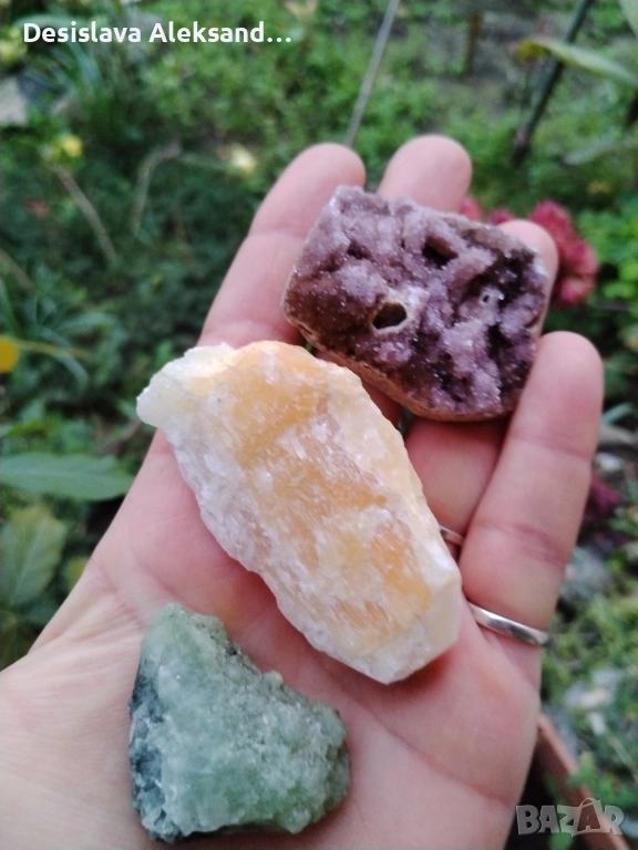 Лот от три образеца: аметист, калцит и пренит, снимка 1