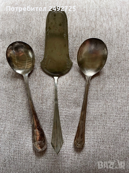 Столови прибори, шпатула и прибори за салата, посребрени, маркировка, снимка 1