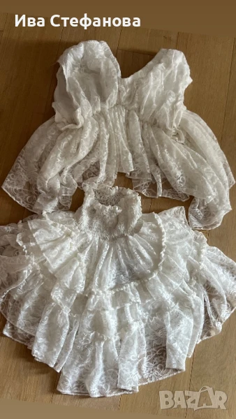 Нов разкошен бял кукленски сет комплект от две части дантела дантелен пола топ , снимка 1