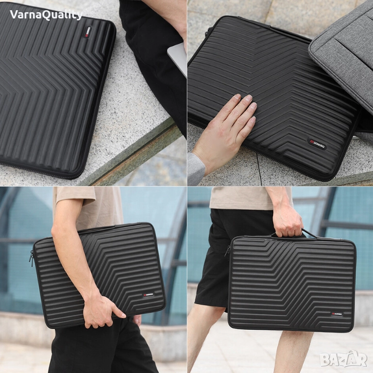 15.6" Стилна водоустойчива чанта за лаптоп – 90° отваряне, сигурно отделение, EVA пяна, двоен цип, снимка 1