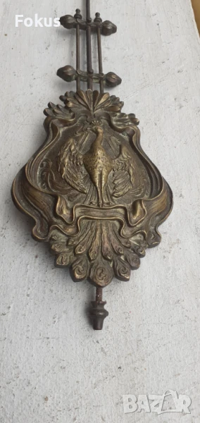 Уникат - Старо бронзово махало за часовник с феникс, снимка 1