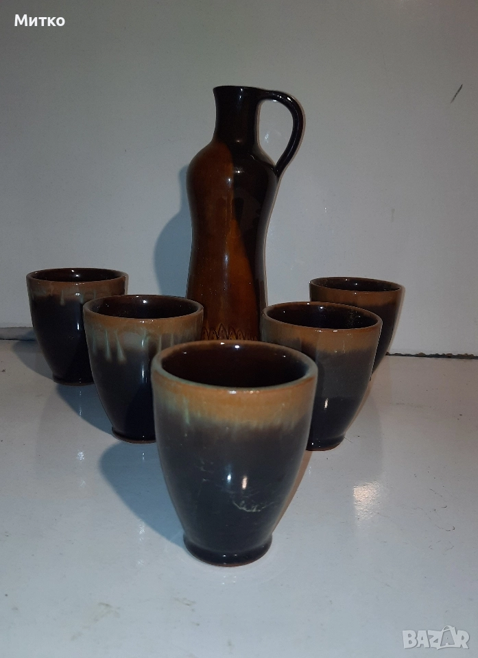 Ретро керамични Битови сервизи за ракия и вино, снимка 1