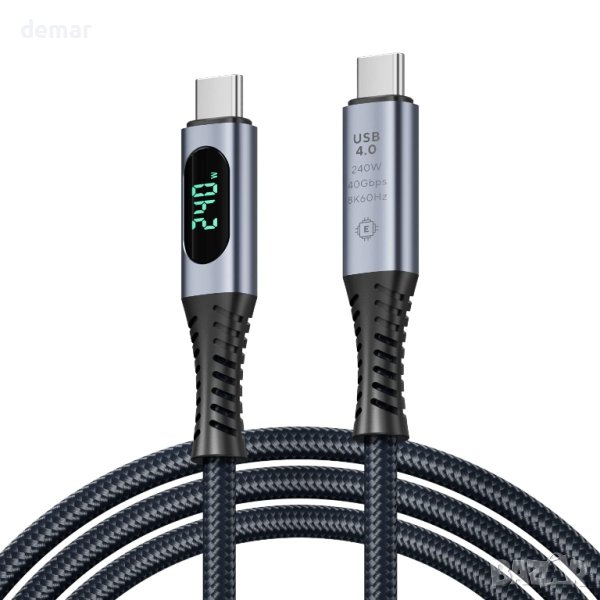 SOOPII USB 4 кабел с LED дисплей, Поддържа 8K видео, 40 Gbps трансфер на данни, 240 W, снимка 1